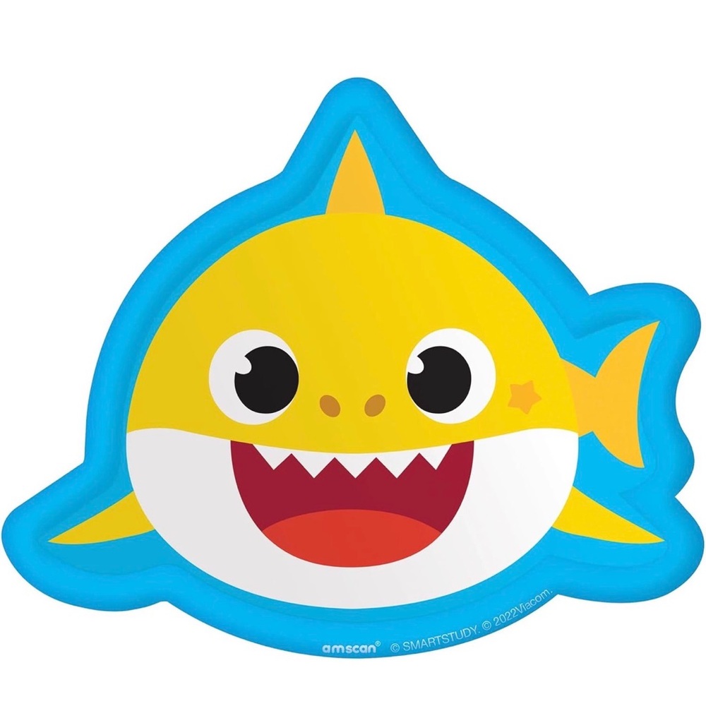 Amscan Baby Shark Party Plates - Blue and Yellow